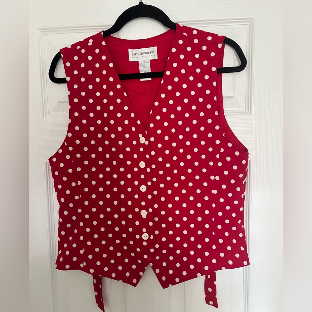 Vintage Liz Claiborne Red Polka Dot Vest